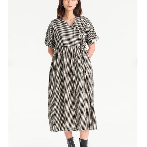 Olive Clothing Faye Ribbon Dress Cotton Gingham Ties UK - Picture 10 of 13